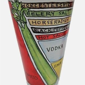 Vintage Colorful Cocktail Recipe Glass - Bloody Mary